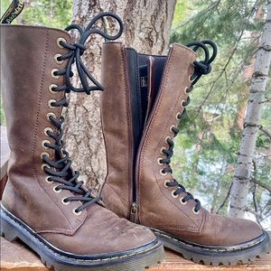 Dr. Martens Luana Tall Brown Lace Up Boots